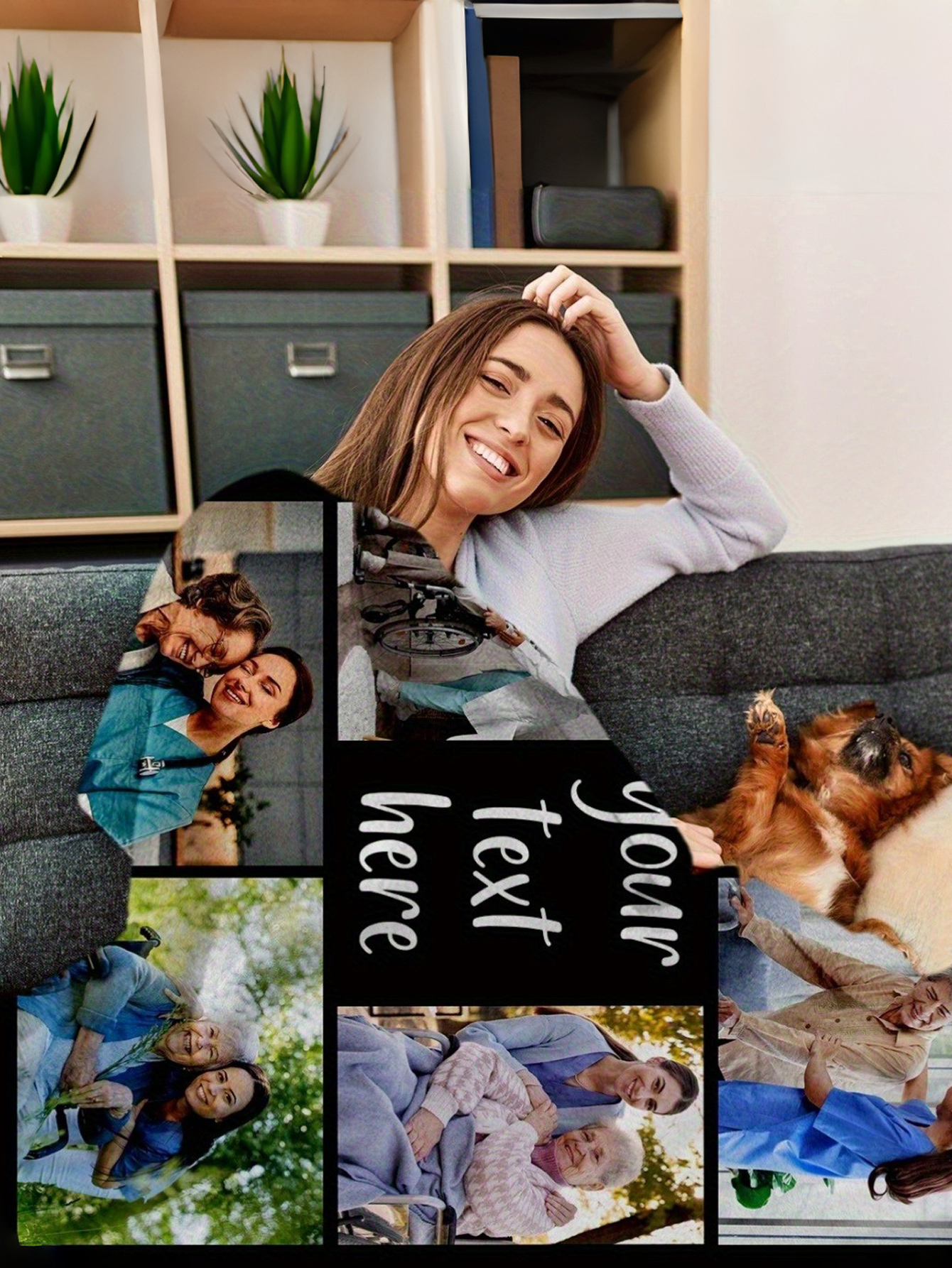 Custom Photo Blanket - Personalized flannel blanket featuring your photos and text, a unique birthday or anniversary gift